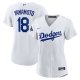 Women's #18 Los Angeles Dodgers Yoshinobu Yamamoto Nike White 2024 World Series Champions Home Player Jersey