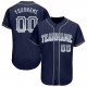 Men's Custom Navy Silver-White Authentic Drift Fashion Baseball Jersey