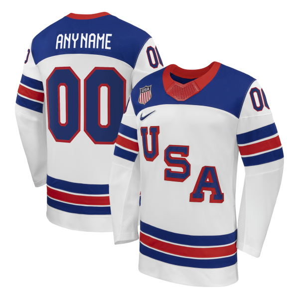 Men's USA Hockey  Nike White 2026 Away Replica Custom Jersey