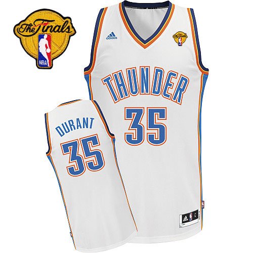 Men's Revolution 30 Oklahoma City Thunder #35 Kevin Durant White Finals Patch Stitched NBA Jersey