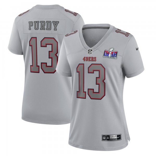 Women's San Francisco 49ers Brock Purdy Nike Gray Super Bowl LVIII Atmosphere Fashion Game Jersey