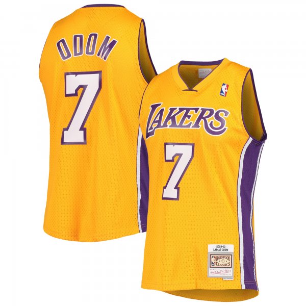 Men's Los Angeles Lakers Lamar Odom Mitchell & Ness Gold 2001/02 Hardwood Classics Swingman Jersey