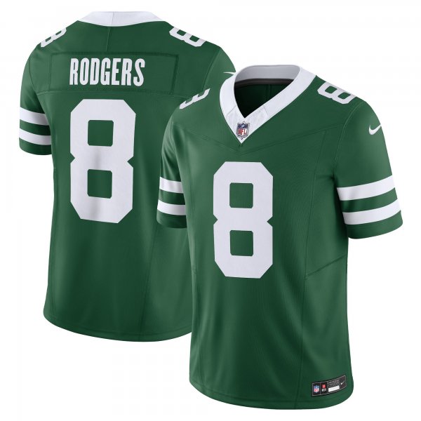 Men's New York Jets #8 Aaron Rodgers Nike Legacy Green Vapor F.U.S.E. Jersey