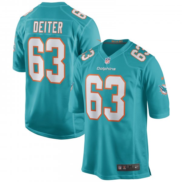 Men's Miami Dolphins Michael Deiter Nike Aqua Game Jersey