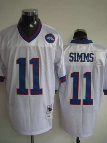 Men's Mitchell And Ness New York Giants #11 Phil Simms Stitched White NFL Jersey