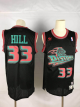 Men's Adidas Detroit Pistons #33 Hill Black Throwback Stitched NBA Jersey