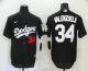 Men's Nike Los Angeles Dodgers #34 Fernando Valenzuela Black Stitched MLB Cool Base Jersey