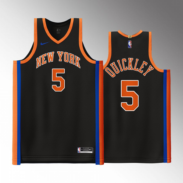 New York Knicks Immanuel Quickley #5 Black 2022-23 City Edition Jersey