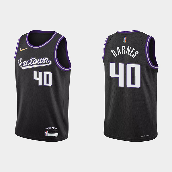 Men's Sacramento Kings #40 Harrison Barnes 2021-22 NBA 75th Anniversary City Black Jersey