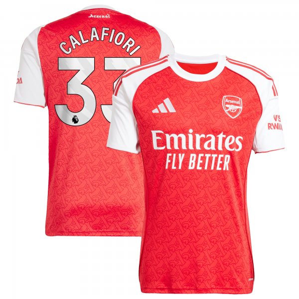 Riccardo Calafiori Arsenal adidas 2025/26 Home Replica Player Jersey - Red