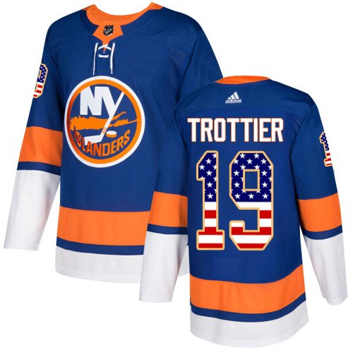 Adidas New York Islanders #19 Bryan Trottier Royal Blue Home USA Flag Stitched NHL Jersey