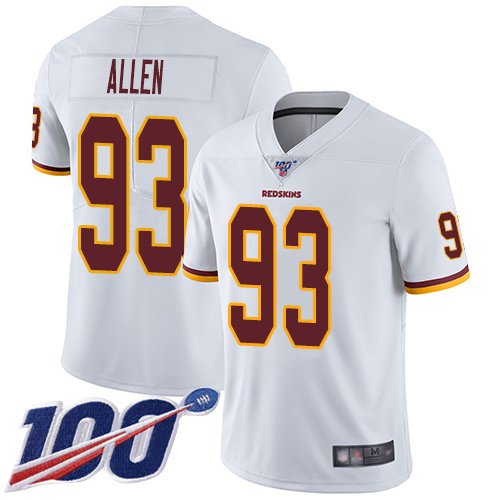 Washington Redskins #93 Jonathan Allen White Men's Stitched NFL 100th Season Vapor Limited Jersey