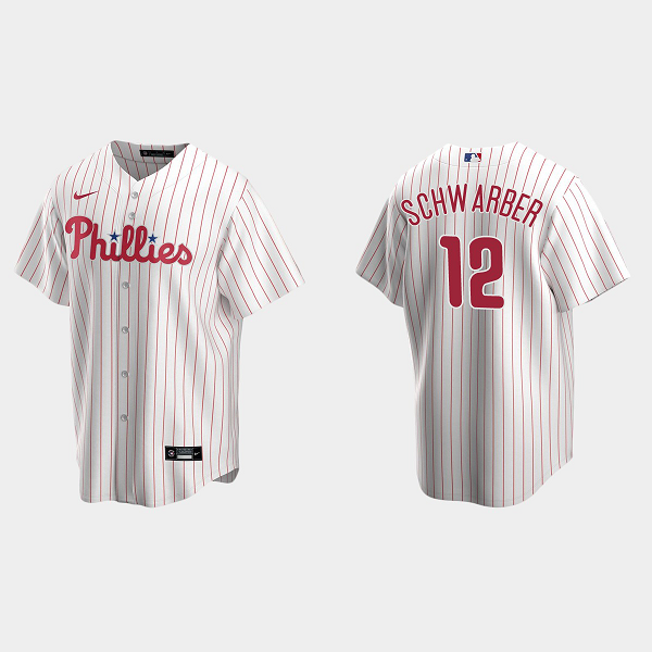 Men's Philadelphia Phillies #12 Kyle Schwarber White Home MLB Jersey