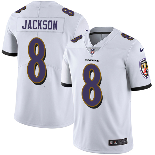 Nike Baltimore Ravens #8 Lamar Jackson White Youth Stitched NFL Vapor Untouchable Limited Jersey