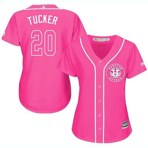 Houston Astros #20 Preston Tucker Pink Fashion Women's Stitched MLB Jersey