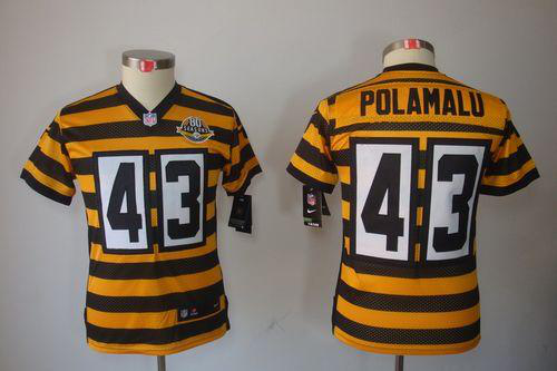 Nike Pittsburgh Steelers #43 Troy Polamalu Black/Yellow Alternate Youth Stitched NFL Limited Jersey