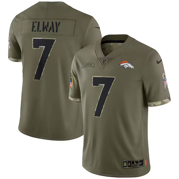 Men's Denver Broncos #7 John Elway Olive 2022 Salute To Service Nike Retired Player Limited NFL Jersey