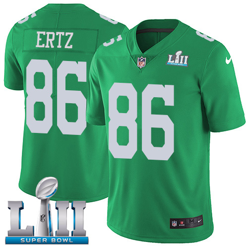 Men's Nike NFL Philadelphia Eagles #86 Zach Ertz Limited Green Rush Vapor Untouchable Super Bowl LII Jersey