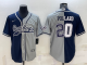 Men's Dallas Cowboys #20 Tony Pollard Blue Grey Split Stitched Baseball Cool Base Jersey