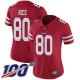 Women's San Francisco 49ers #80 Jerry Rice Red Team ColorStitched NFL 100th Season Vapor Limited Jersey