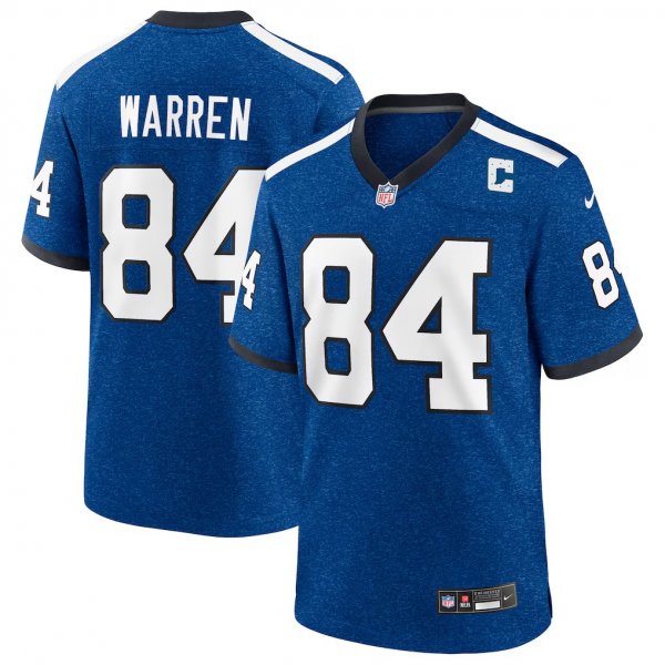 Men's Indianapolis Colts #84 Tyler Warren Nike Heather Royal Alternate 2 Indiana Nights Game Jersey