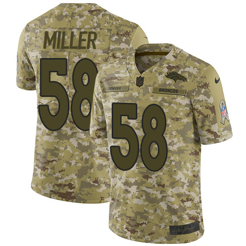 Men's Nike Denver Broncos #58 Von Miller Camo Stitched NFL Limited 2018 Salute To Service Jersey