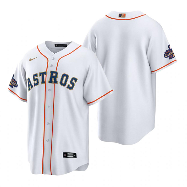 Youth Houston Astros MLB Blank White 2023 Gold Collection Cool Base Nike Jersey