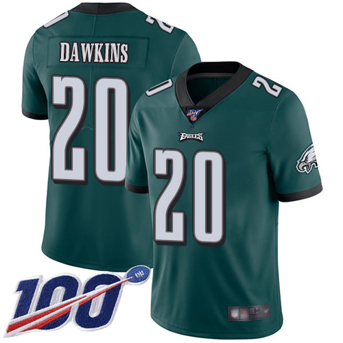 Philadelphia Eagles #20 Brian Dawkins Midnight Green Team Color Youth Stitched NFL 100th Season Vapor Limited Jersey