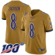 Baltimore Ravens #8 Lamar Jackson Gold Men's Stitched NFL Limited Inverted Legend 100th Season Jersey