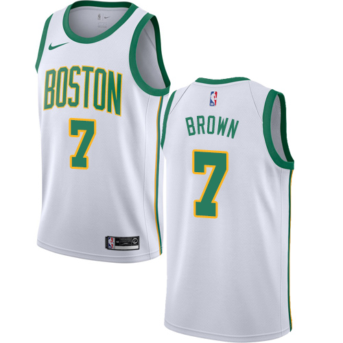 Men's Nike Boston Celtics #7 Jaylen Brown White Swingman City Edition 2018/19 NBA Jersey