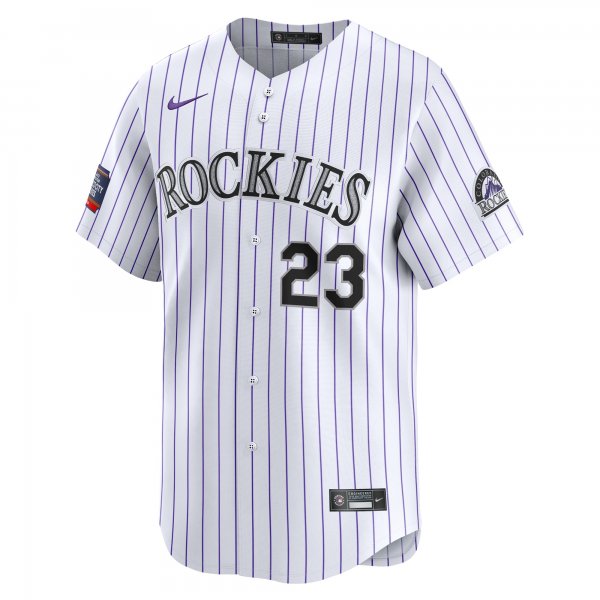 Men's Colorado Rockies Kris Bryant Nike White 2024 MLB World Tour Mexico City Series Home Limited Player Jersey