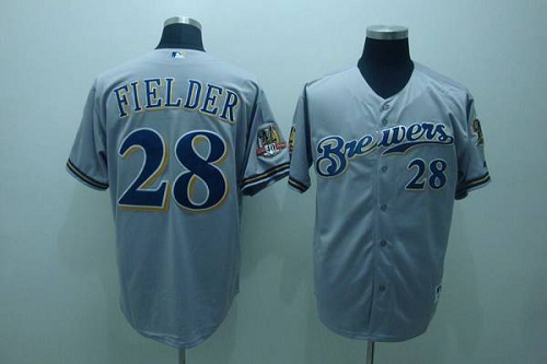 Milwaukee Brewers #28 Prince Fielder Stitched Grey Cool Base MLB Jersey