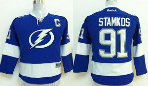 Tampa Bay Lightning #91 Steven Stamkos Royal Blue Stitched Youth NHL Jersey