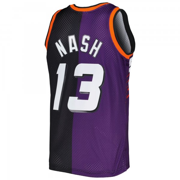 Men's Phoenix Suns Steve Nash Mitchell & Ness Purple/Black Hardwood Classics 1996/97 Split Swingman Jersey