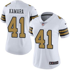 Women's Nike New Orleans Saints #41 Alvin Kamara WhiteStitched NFL Limited Rush Jersey