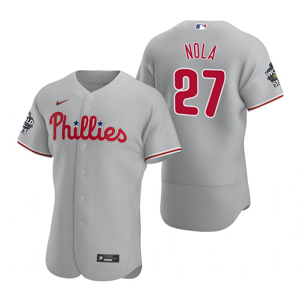 Philadelphia Phillies Aaron Nola Gray 2022 World Series Flex Base Jersey