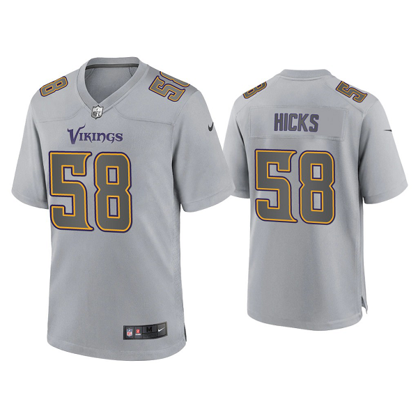 Men's Minnesota Vikings Jordan Hicks Gray Atmosphere Fashion Game Jersey