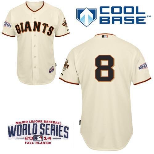 San Francisco Giants #8 Hunter Pence Cream Cool Base W/2014 World Series Patch Stitched MLB Jersey