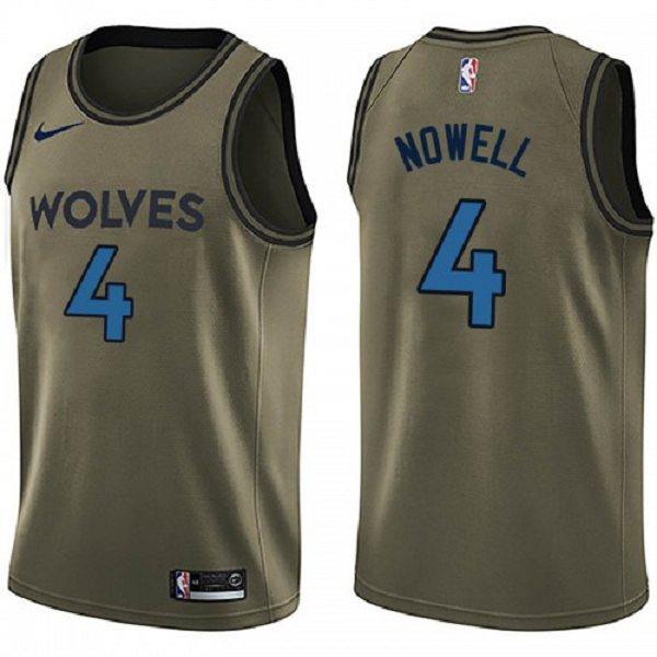 Men's Minnesota Timberwolves #4 Jaylen Nowell Green Salute to Service Swingman NBA Jersey