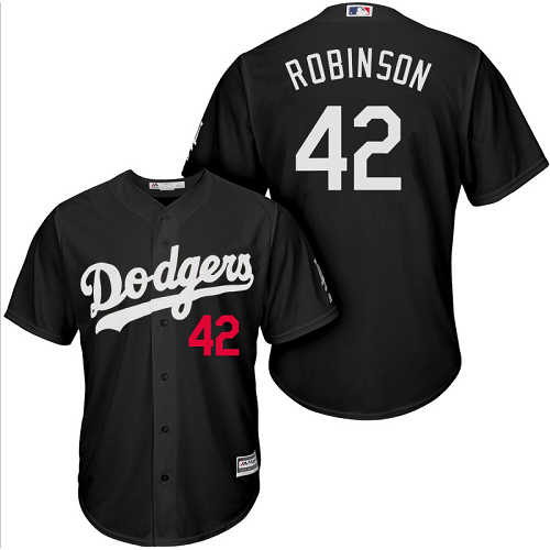 Men's Los Angeles Dodgers #42 Jackie Robinson Black Cooperstown MLB Throwback Jersey