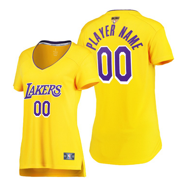 Los Angeles Lakers Custom women 2020 NBA Finals Bound Yellow Jersey