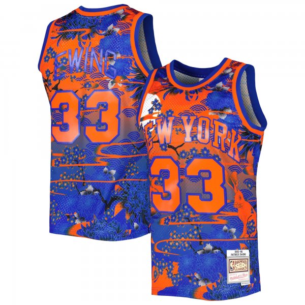 Men's New York Knicks Patrick Ewing Mitchell & Ness Blue 1985/86 Hardwood Classics Lunar New Year Swingman Jersey