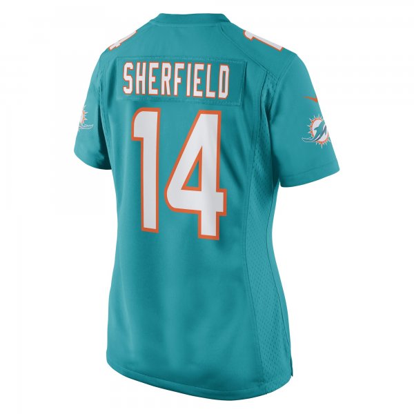 Women's Miami Dolphins Trent Sherfield Nike Aqua Game Player Jersey