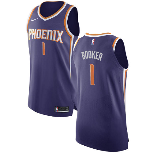 Men's Nike Phoenix Suns #1 Devin Booker Purple Icon Edition NBA Jersey