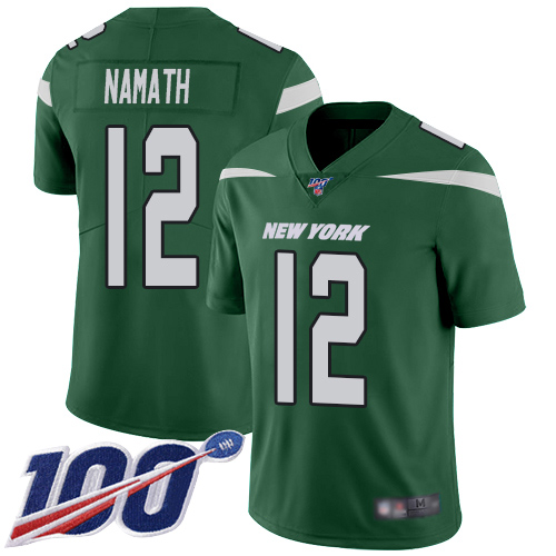 New York Jets #12 Joe Namath Green Team Color Men's Stitched NFL 100th Season Vapor Limited Jersey