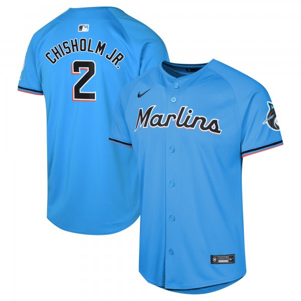 Youth Miami Marlins Jazz Chisholm Jr. Nike Blue Alternate Limited Player Jersey