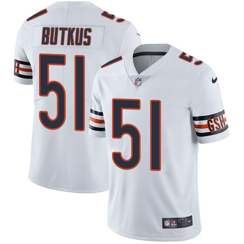 Men's Nike Chicago Bears #51 Dick Butkus White Stitched NFL Vapor Untouchable Limited Jersey