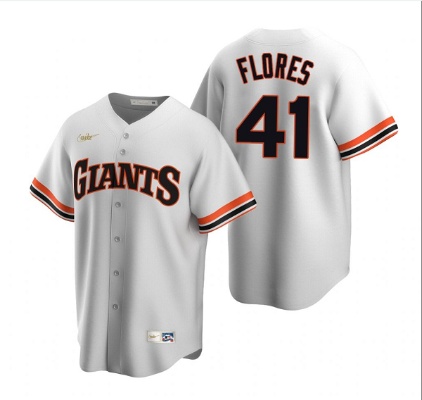 Men's San?Francisco Giants #41 Wilmer Flores White Cooperstown Collection MLB Home Cool Base Jersey