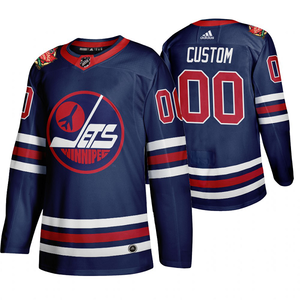 Men's Adidas Winnipeg Jets Custom 2019 Heritage Classic WHA Navy Jersey