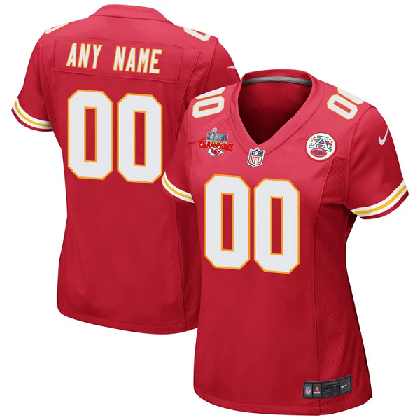 Women Nike Kansas City Chiefs Super Bowl LVII Champions 3 Stars Red custom Jersey